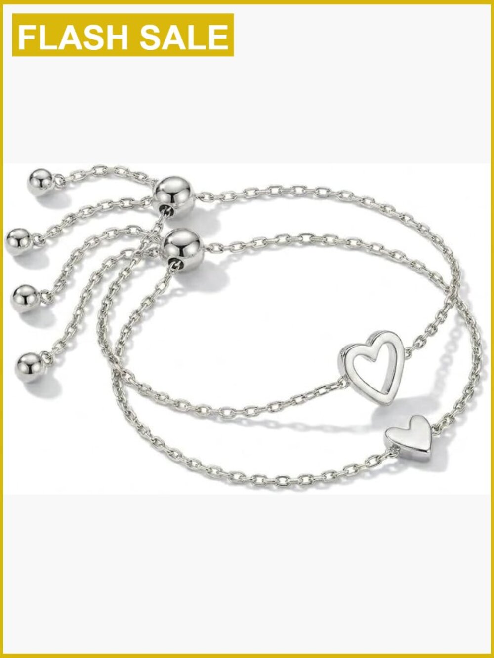 Heart Charm Adjustable Bolo Bracelet Set Friendship Jewelry Gifts Her